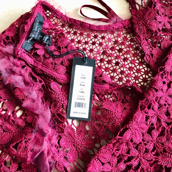 Romeo + Juliet Long Sleeve Pleated Lace Dress S - Picture 10 of 12